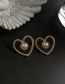 Fashion Golden Hollow Love Pearl Alloy Earrings