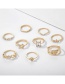 Fashion Golden Openwork Love Tree Leaf Opening Five-pointed Star Diamond Ring Set