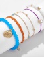 Fashion Color Mixing Turquoise Beaded And Diamond Scallop Multi-layer Anklet Set