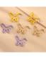 Fashion Yellow Hollow Butterfly Painted Alloy Earrings
