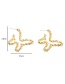 Fashion Yellow Hollow Butterfly Painted Alloy Earrings