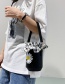 Fashion Black Printed Daisy Cylindrical Crossbody Bag