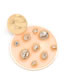 Fashion Orange Round Resin Earrings With Diamonds And Pearls