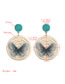 Fashion Green Rattan Woven Lace Butterfly Round Earrings