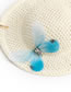 Fashion Blue Rattan Woven Butterfly Straw Hat Earrings
