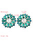 Fashion Green Round Flower Stud Earrings With Alloy Diamond