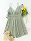 Fashion Green Floral Elastic Printed Waist Strap Jumpsuit