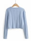 Fashion Blue Twist Single-breasted Cardigan Sweater