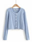 Fashion Blue Twist Single-breasted Cardigan Sweater