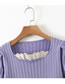Fashion Purple Lace Embroidery Stitching Sweater