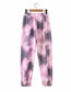 Fashion Color Mixing Floral Print Lace-up Straight Trousers