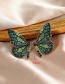 Fashion Green Butterfly Earrings With Alloy Diamonds