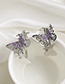 Fashion Silver Butterfly Earrings With Alloy Diamonds
