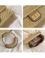 Fashion Brown Straw Woven Crossbody Chain Ring Woven Tote