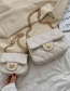 Fashion Trumpet Beige Cloud Embroidery Thread Messenger Chain Lock Small Square Bag