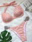 Fashion Pink Split Swimsuit With Hard Straps