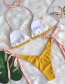 Fashion Yellow Plain Strappy Knotted Split Swimsuit