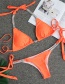 Fashion Orange Solid Color Bandage Split Swimsuit