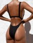Fashion Black Solid Color Gathered One-piece Swimsuit