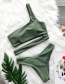 Fashion Green Solid Color One-piece Split Swimsuit