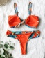 Fashion Orange Leaves Printed Split Swimsuit