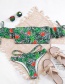 Fashion Green Print Printed Tube Top Strap Bikini With Shoulders