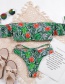 Fashion Green Print Printed Tube Top Strap Bikini With Shoulders
