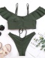 Fashion Green Ruffled Bikini Female Split Solid Color Sling