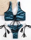 Fashion Diamond Velvet Blue Women's Velvet Split Swimsuit