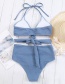 Fashion Blue Pleated Swimsuit