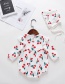Fashion Short Sleeve Beige Baby Printed Fruit Pattern Jumpsuit
