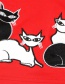 Fashion Red Cartoon Cat Sleeve Printed Short Skirt T-shirt 2 Piece Set