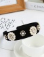 Fashion Black Fabric Pearl Flower Smiley Headband