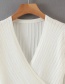 Fashion White Kimono V-neck Lace Up Long Sleeve Sweater