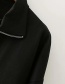 Fashion Black Color Stripe Stitching Zipper Stand Collar Sweater