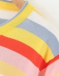 Fashion Color Color-striped Embroidery Short Sleeve Top