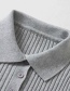 Fashion Gray Polo Collar Short Sweater
