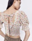 Fashion Small Floral Floral Pleated Top