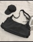 Fashion Black Large Capacity Multi-pocket Solid Color Shoulder Messenger Bag
