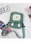 Fashion Green Canvas Shoulder Bag With Embroidered Rabbit Ears