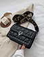 Fashion Black Broadband Rivet Embroidery Thread Shoulder Bag