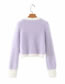 Fashion Purple White Edge Contrast Color Long Sleeve Cardigan Sweater