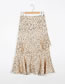 Fashion Beige Leopard Print Ruffle Skirt