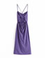 Fashion Purple Cross Strap Halter Dress