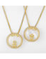 Fashion Lovers Round-shaped Shell And Diamond Alphabet Couple Necklace