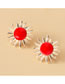 Fashion Red Gold-plated Oil Drop Sunflower Earrings