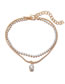 Fashion Golden Double-layer Anklet With Diamond Snake Bone