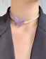 Fashion White Heavy Industry Gold Silk Embroidery Butterfly Necklace