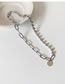 Fashion Silver Half Diamond Half Chain Round Pendant Splicing Necklace