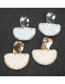 Fashion Golden Scalloped Pearl And Diamond Alloy Earrings